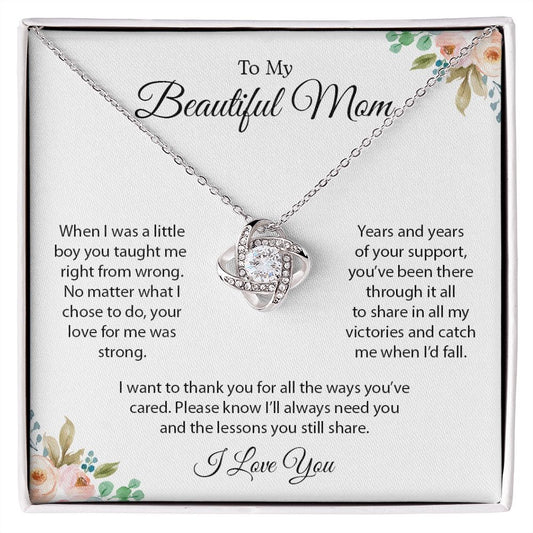 My Mom | To My Beautiful Mom I Love You - Love Knot Necklace
